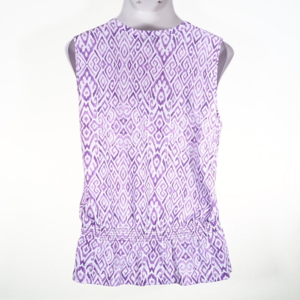 Jones NY Sport Top Women Size XL Cotton Ruffles V Neck Sleeveless Purple - Picture 8 of 11